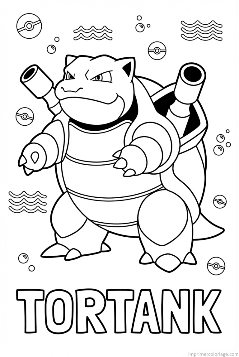 coloriage pokemon tortank canons a eau - dessin gratuit &agrave; imprimer