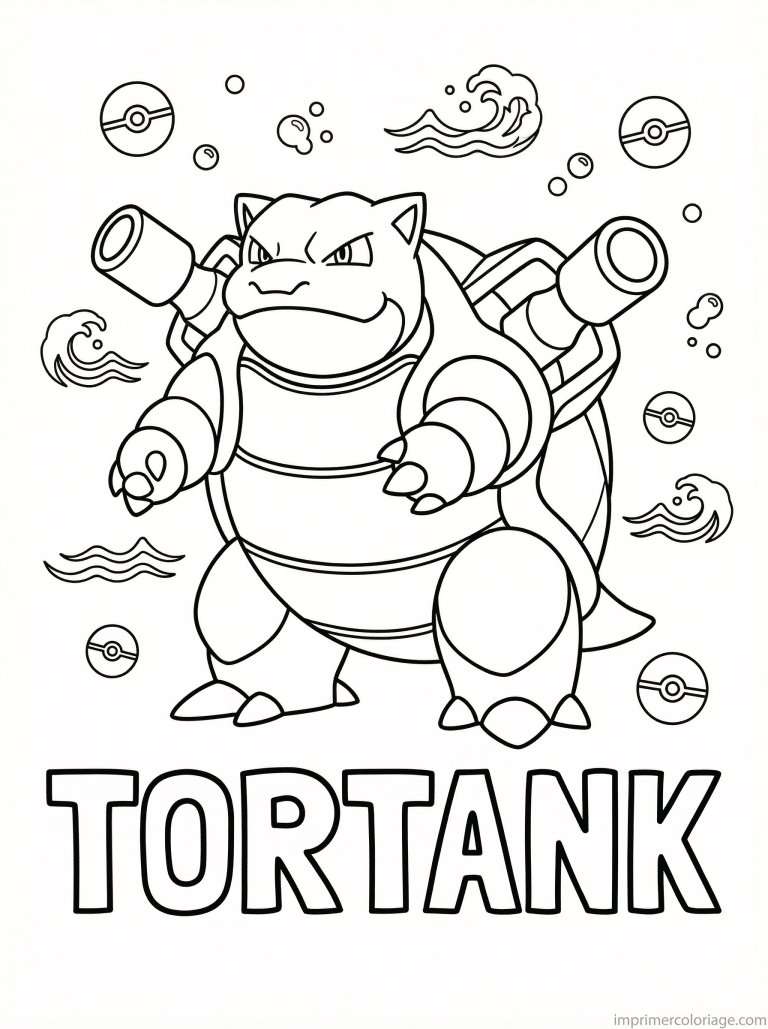 coloriage pokemon tortank canons prets - dessin gratuit &agrave; imprimer