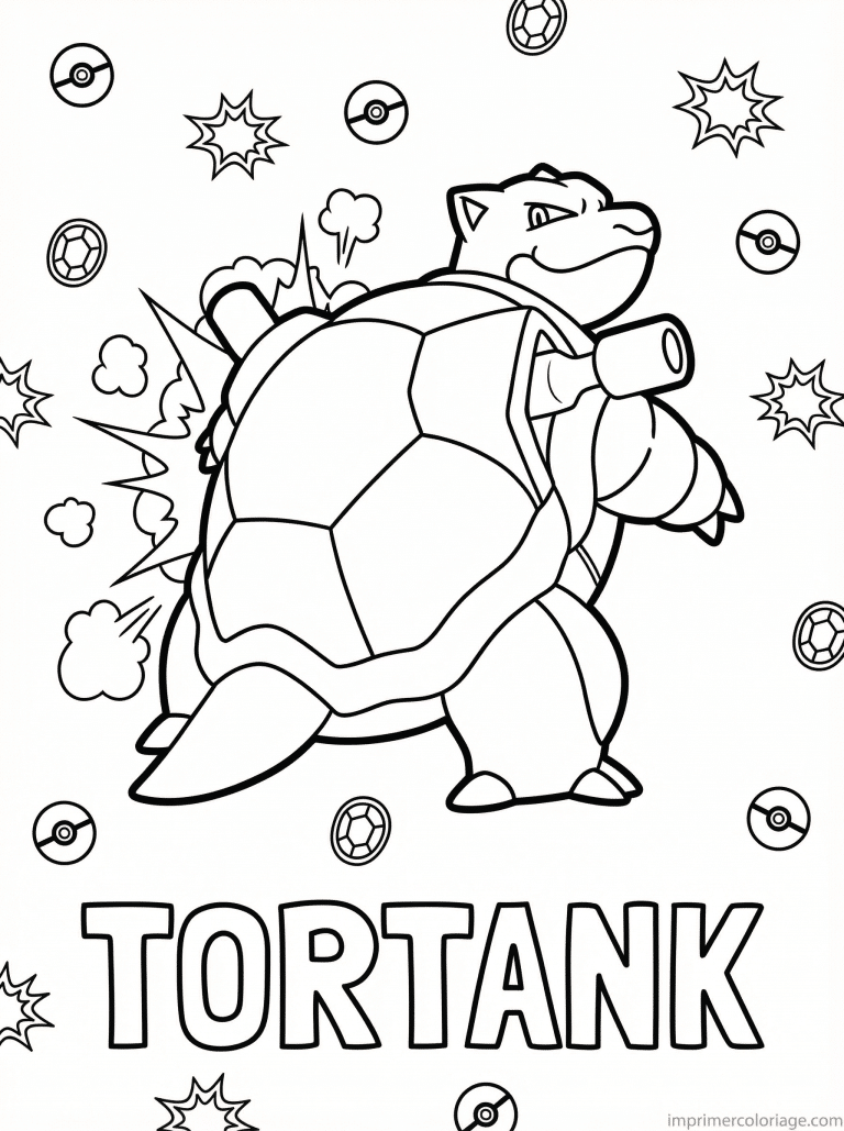 coloriage pokemon tortank charge cranienne - dessin gratuit &agrave; imprimer