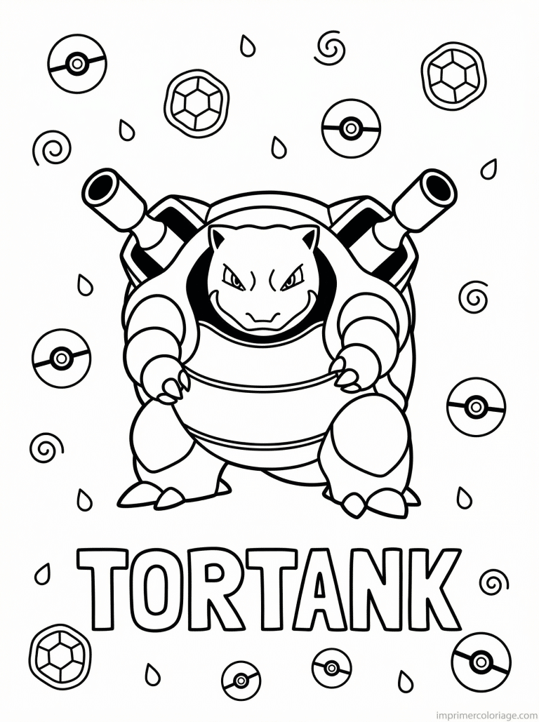 coloriage pokemon tortank defense acier - dessin gratuit &agrave; imprimer