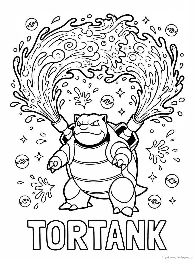 coloriage pokemon tortank hydrocanon maximum - dessin gratuit &agrave; imprimer