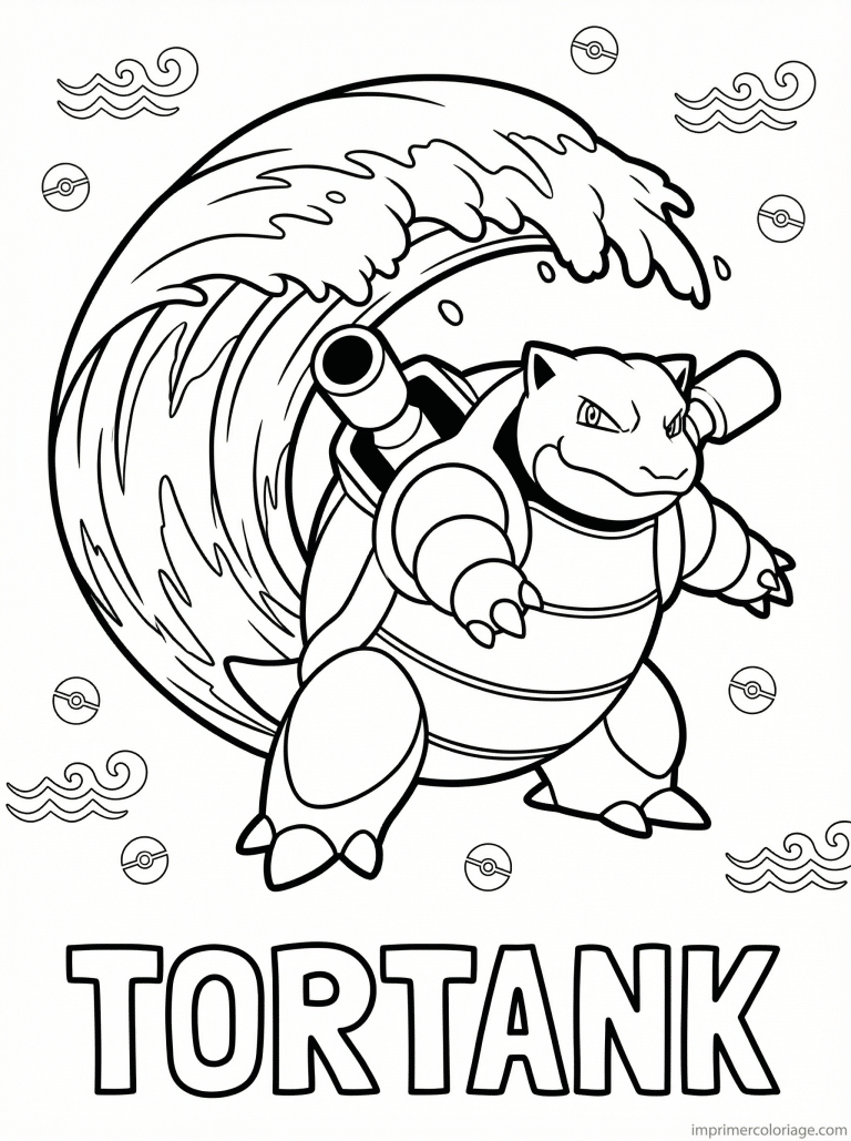 coloriage pokemon tortank queue aquatique - dessin gratuit &agrave; imprimer