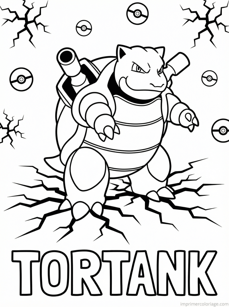 coloriage pokemon tortank seisme pied - dessin gratuit &agrave; imprimer