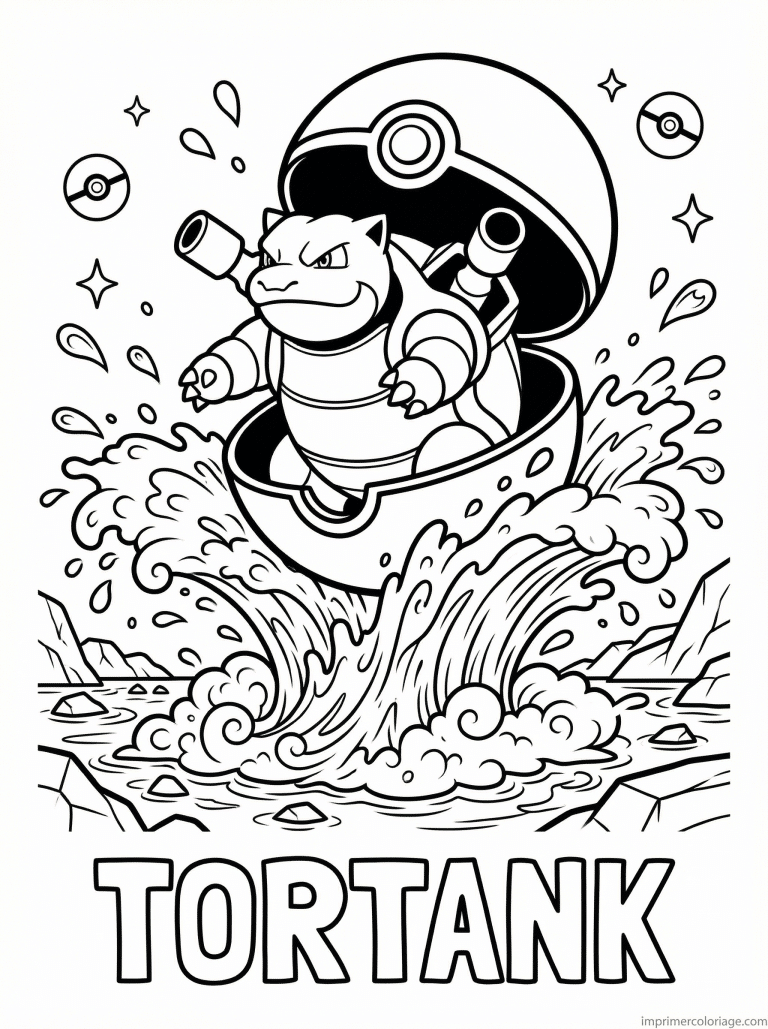 coloriage pokemon tortank sort pokeball - dessin gratuit &agrave; imprimer