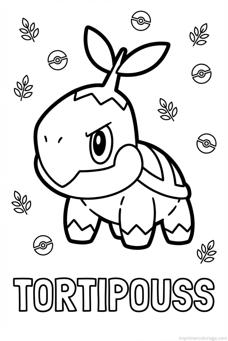 coloriage pokemon tortipouss brindille tete - dessin gratuit &agrave; imprimer