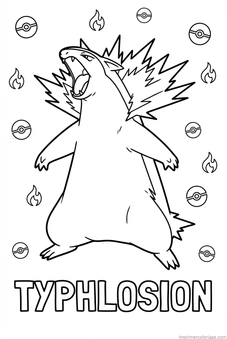 coloriage pokemon typhlosion anneau de feu - dessin gratuit &agrave; imprimer