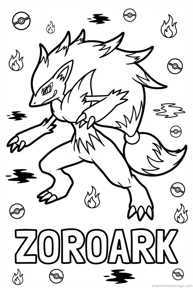 coloriage pokemon zoroark criniere sauvage - dessin gratuit &agrave; imprimer