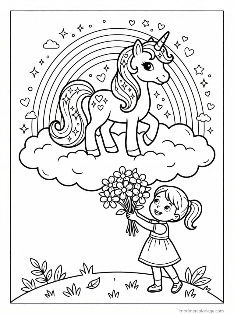 coloriage poney nuage arc en ciel etoiles magie à imprimer coloriage poney nuage arc en ciel etoiles magie - dessin gratuit à imprimer
