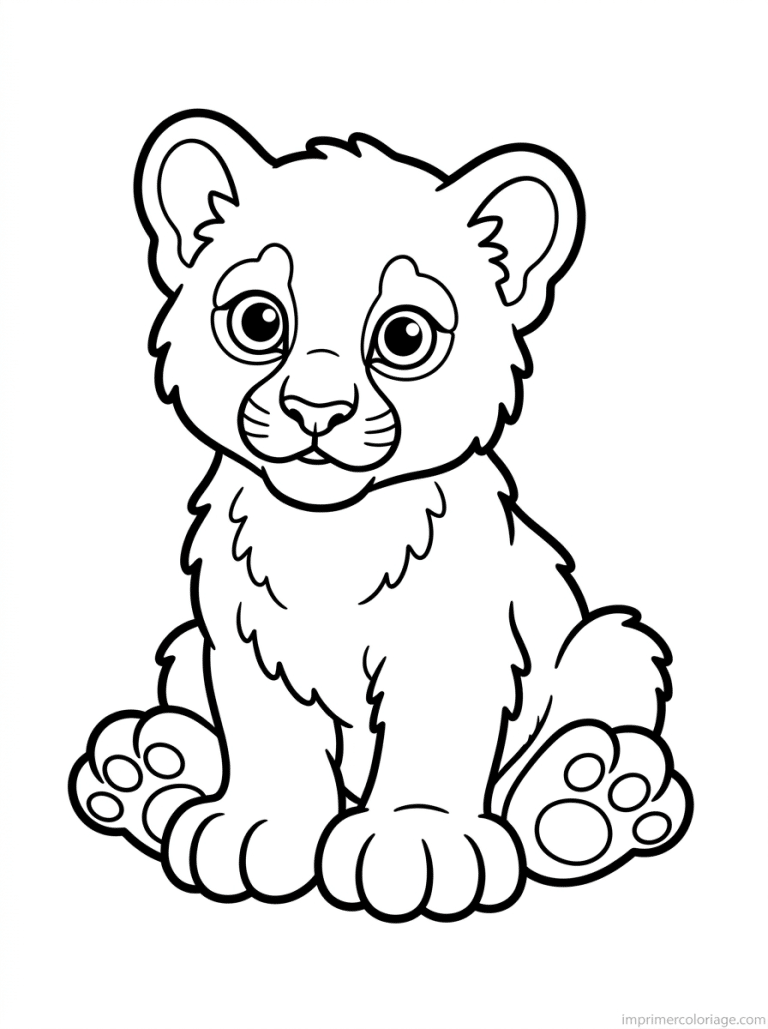 coloriage puma bebe pattes rondes - dessin gratuit &agrave; imprimer