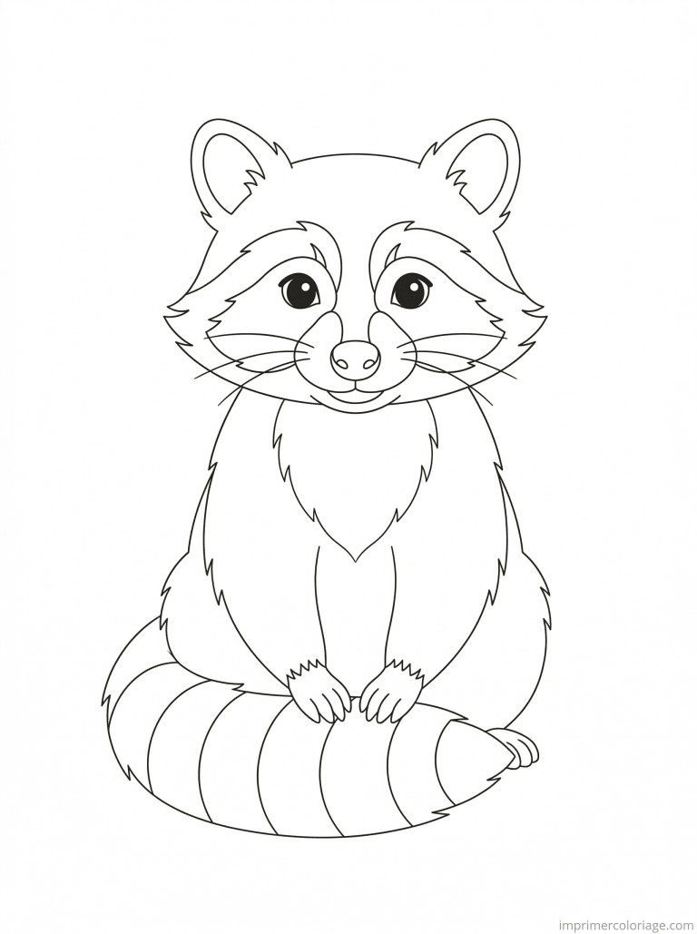 coloriage raton laveur assis queue - dessin gratuit &agrave; imprimer