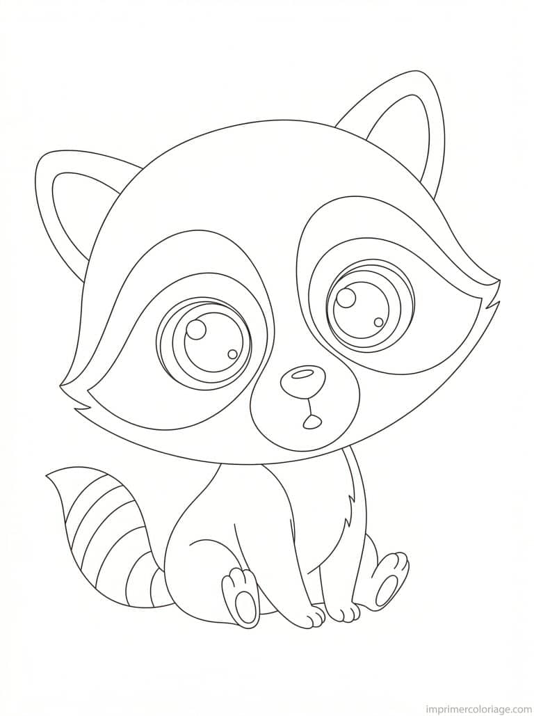 coloriage raton laveur bebe masque - dessin gratuit &agrave; imprimer