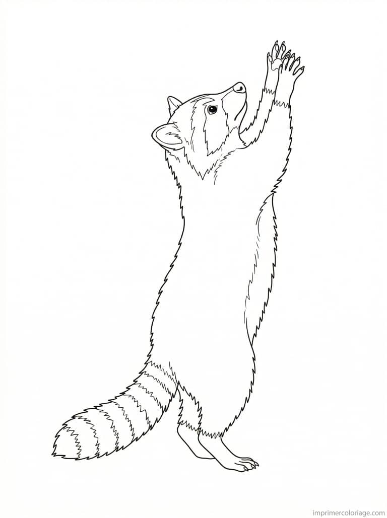 coloriage raton laveur debout pattes - dessin gratuit &agrave; imprimer