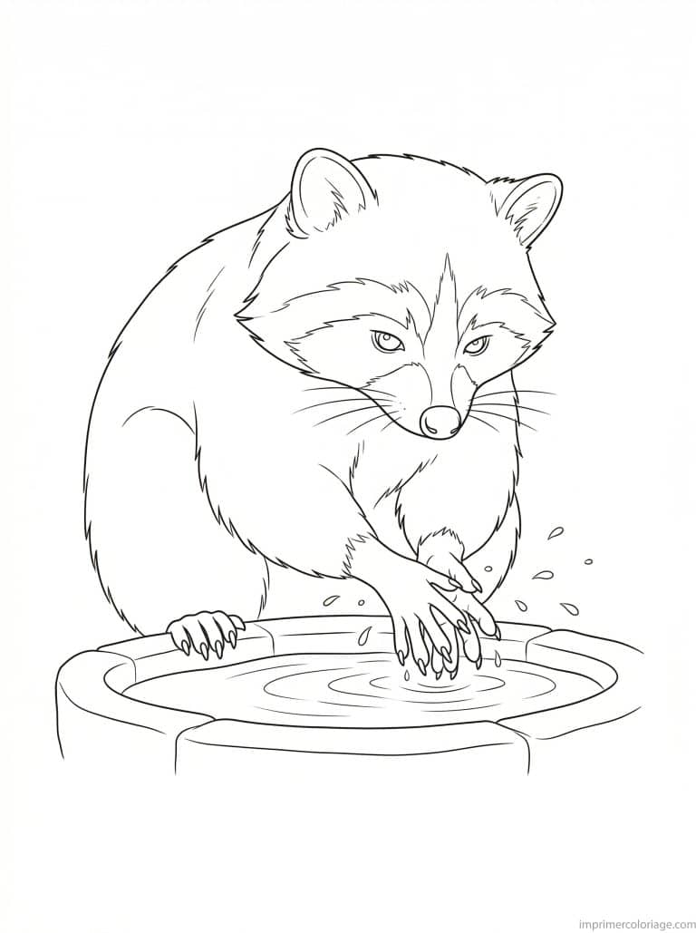 coloriage raton laveur lave pattes - dessin gratuit &agrave; imprimer