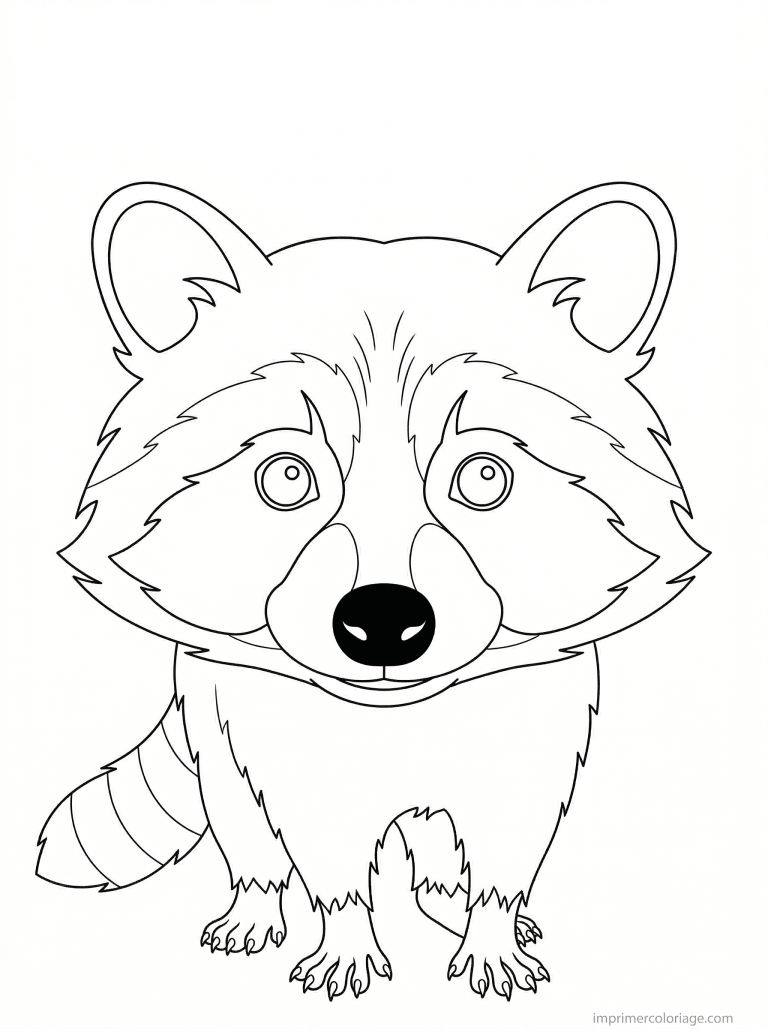 coloriage raton laveur portrait masque - dessin gratuit &agrave; imprimer