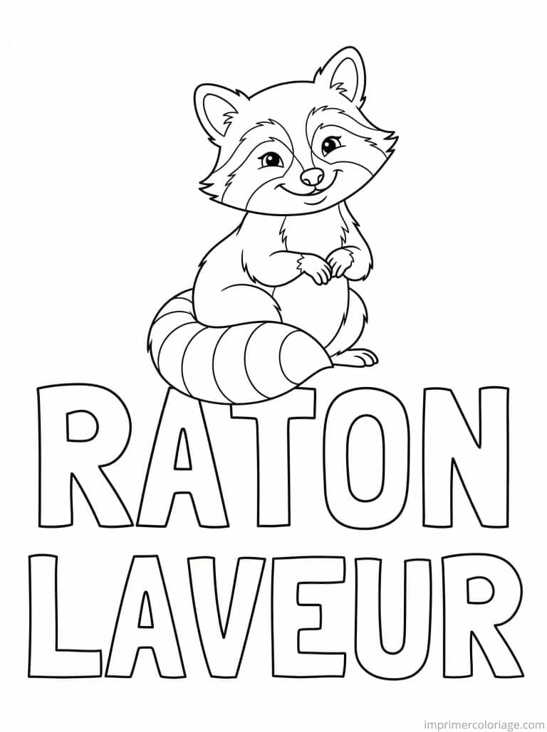 coloriage raton laveur titre bas - dessin gratuit &agrave; imprimer