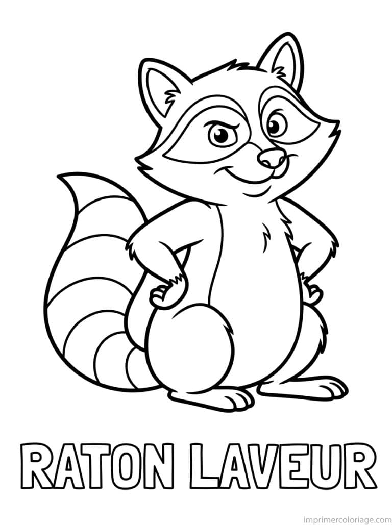 coloriage raton laveur titre bas - dessin gratuit &agrave; imprimer