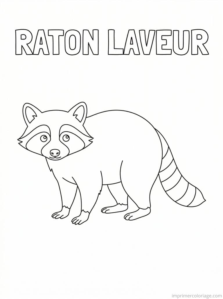 coloriage raton laveur titre haut - dessin gratuit &agrave; imprimer