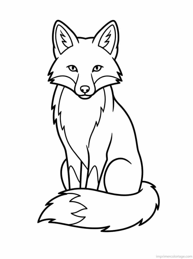 coloriage renard assis queue - dessin gratuit &agrave; imprimer