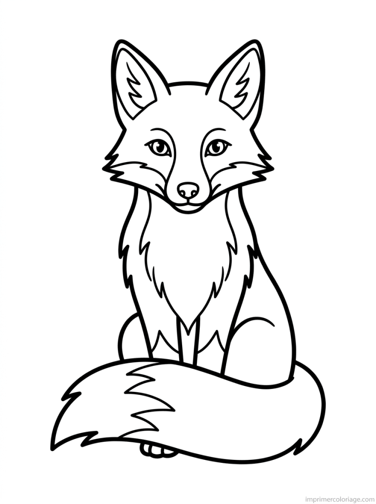 coloriage renard assis queue - dessin gratuit &agrave; imprimer