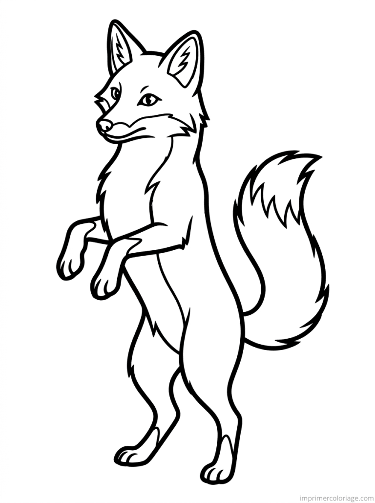 coloriage renard debout pattes levees - dessin gratuit &agrave; imprimer