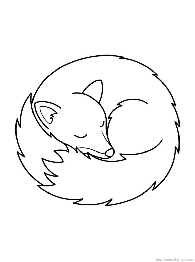 coloriage renard dort enroule - dessin gratuit &agrave; imprimer