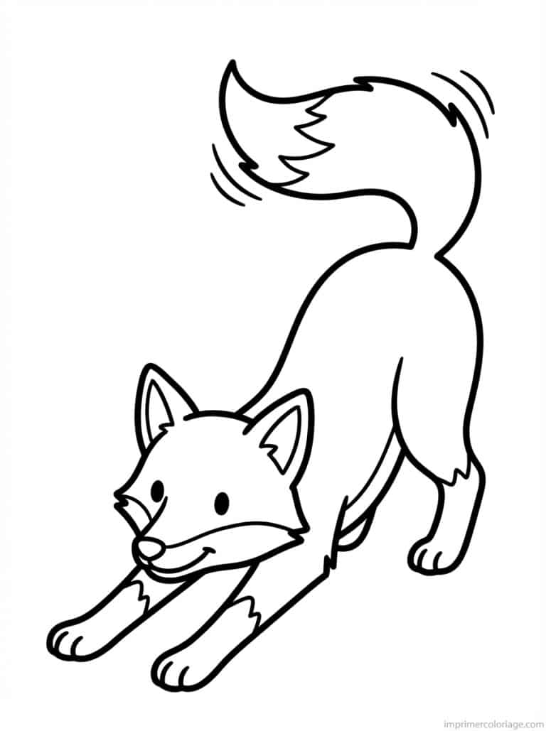 coloriage renard etire joue - dessin gratuit &agrave; imprimer