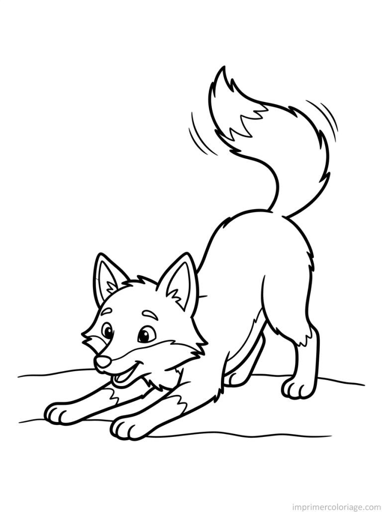 coloriage renard etire joue - dessin gratuit &agrave; imprimer