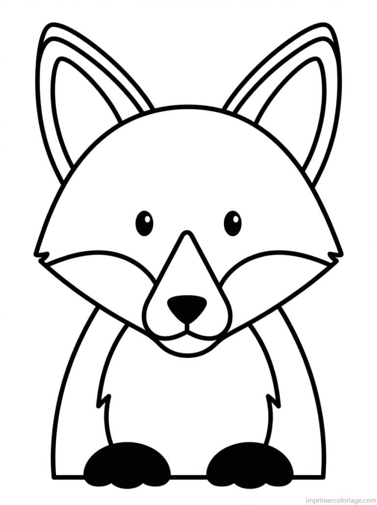 coloriage renard face pattes noires - dessin gratuit &agrave; imprimer
