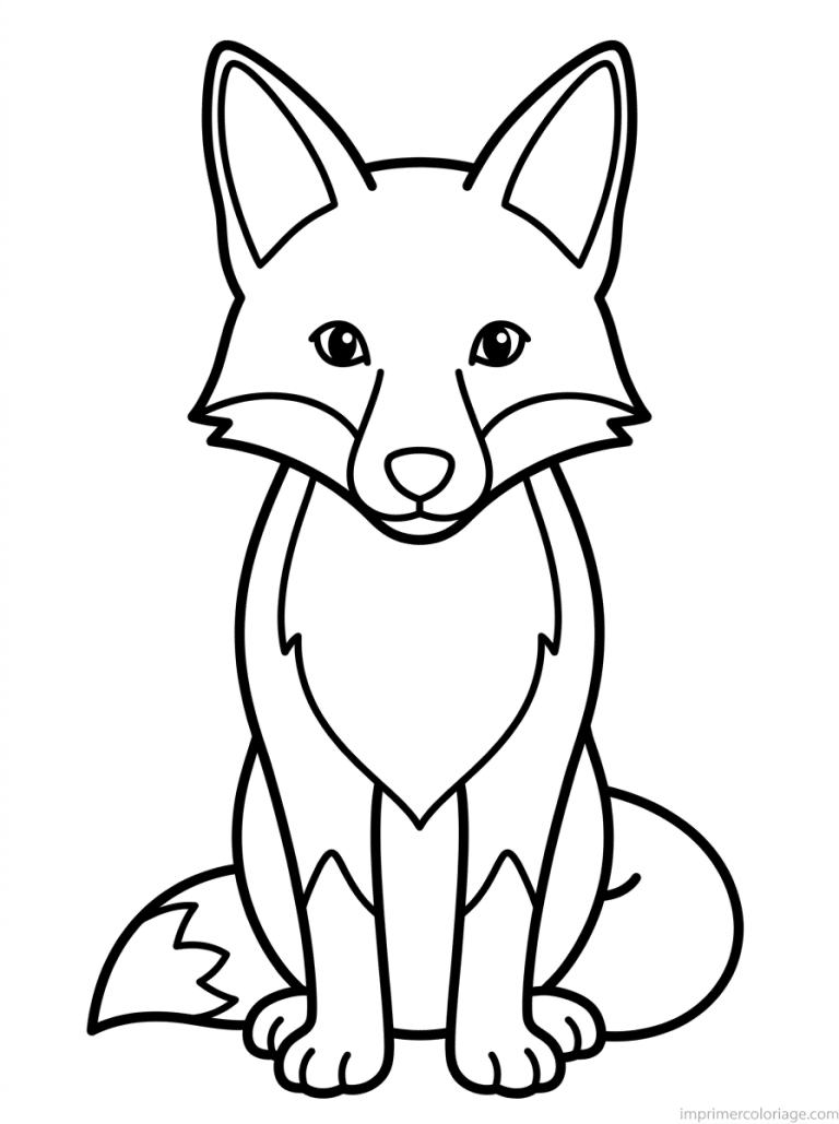 coloriage renard face pattes noires - dessin gratuit &agrave; imprimer