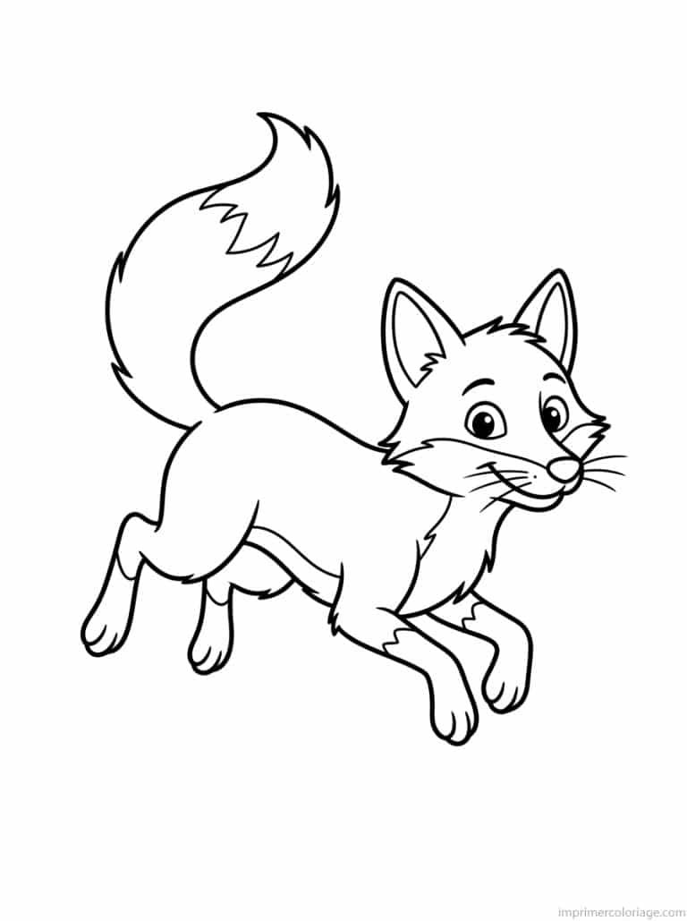 coloriage renard saute joue - dessin gratuit &agrave; imprimer