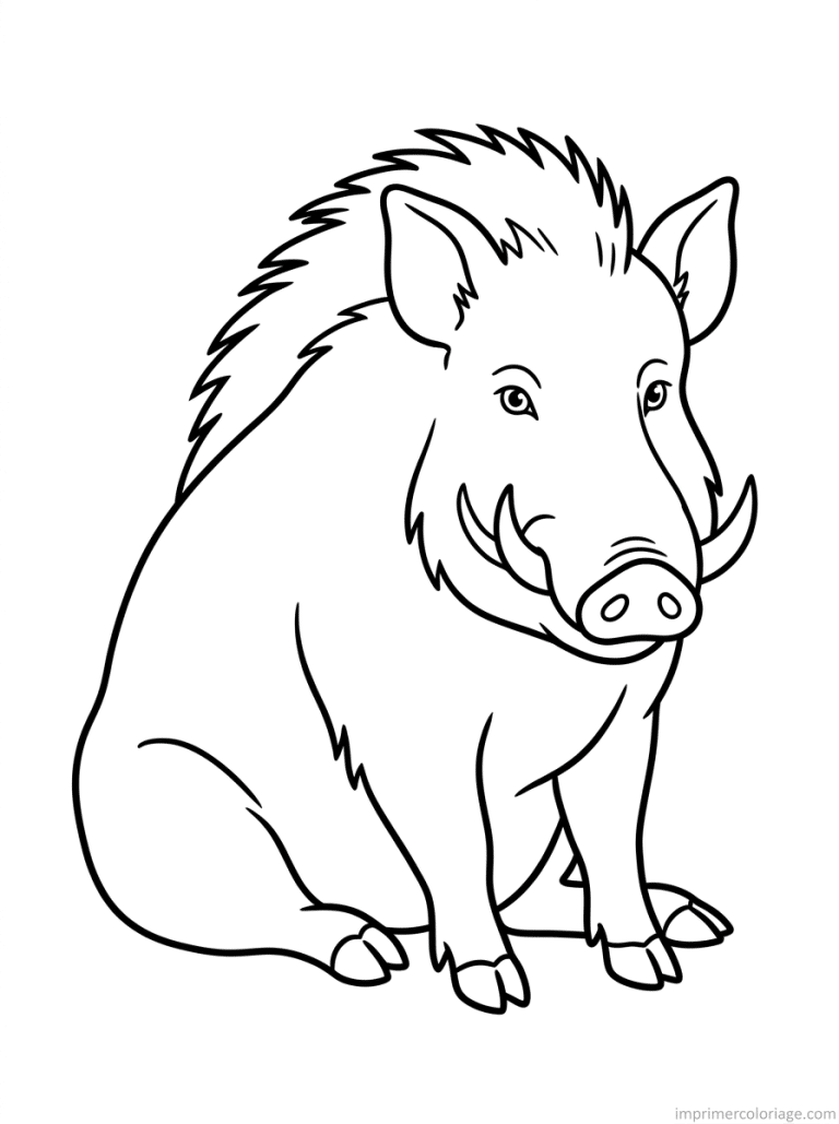 coloriage sanglier assis defenses - dessin gratuit &agrave; imprimer