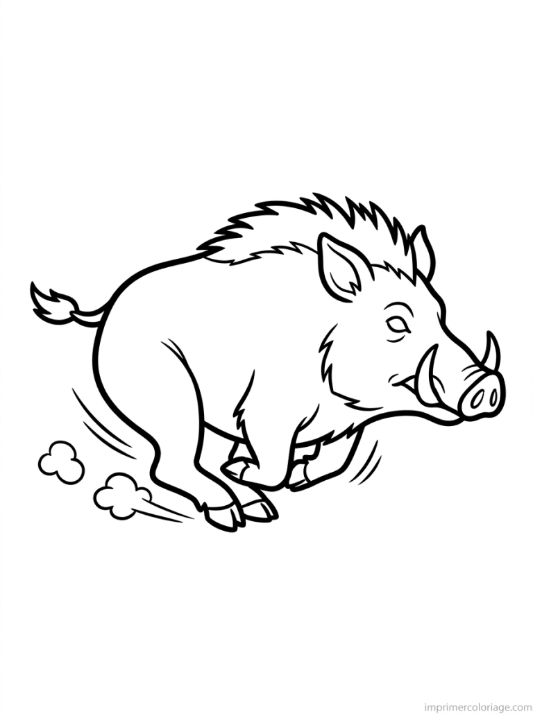 coloriage sanglier court charge - dessin gratuit &agrave; imprimer