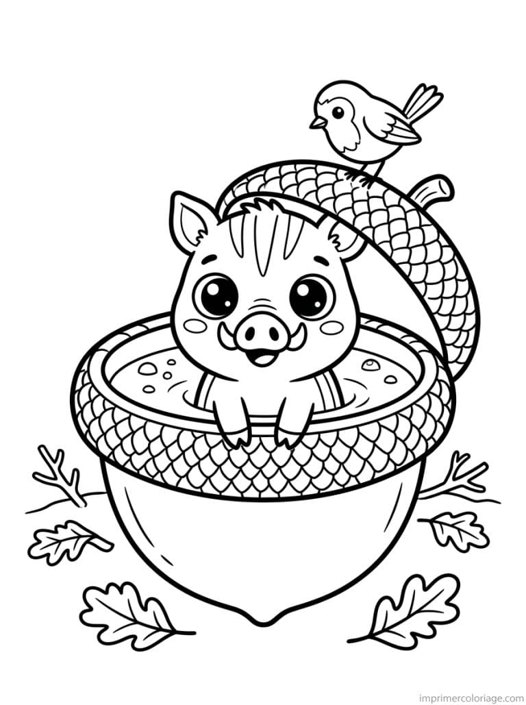 coloriage sanglier kawaii marcassin gland 1 - dessin gratuit &agrave; imprimer