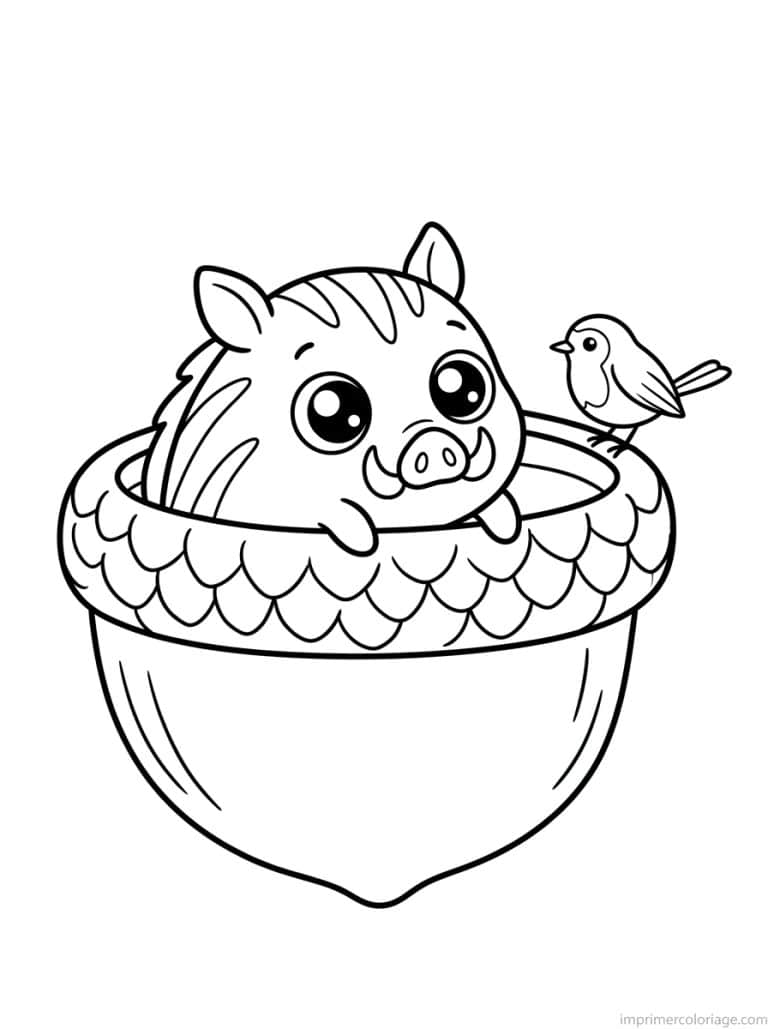 coloriage sanglier kawaii marcassin gland - dessin gratuit &agrave; imprimer