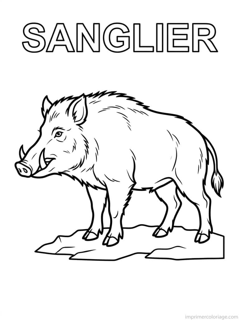 coloriage sanglier titre haut - dessin gratuit &agrave; imprimer