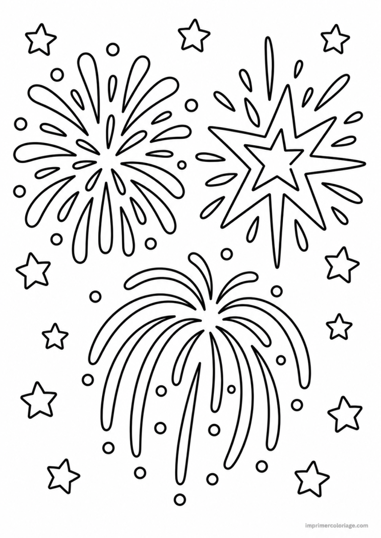 coloriage feu artifice epais coeur - dessin gratuit &agrave; imprimer