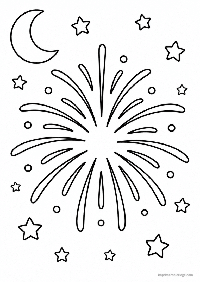 coloriage feu artifice epais trois formes - dessin gratuit &agrave; imprimer