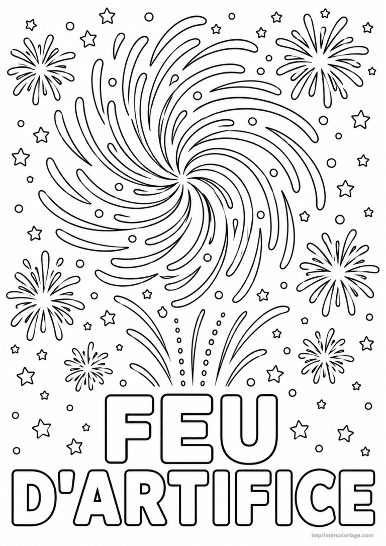 coloriage feu artifice scene ville pont - dessin gratuit &agrave; imprimer