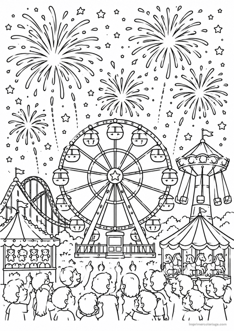 coloriage feu artifice simple unique - dessin gratuit &agrave; imprimer