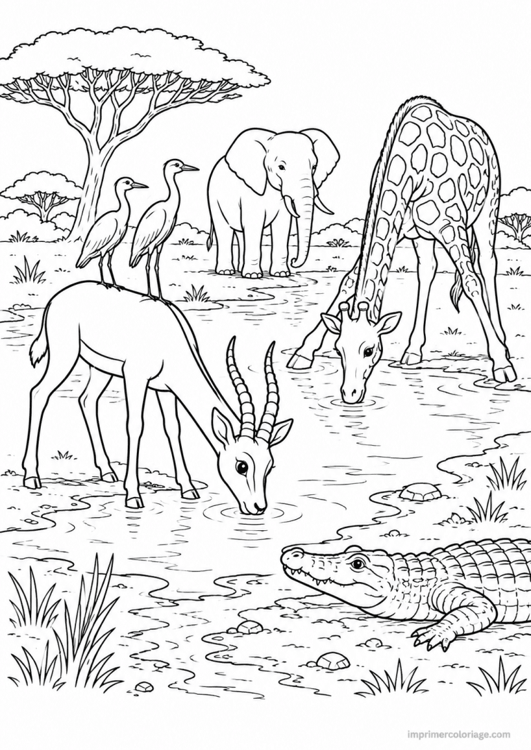 coloriage gazelle savane boit à imprimer coloriage gazelle savane boit - dessin gratuit à imprimer
