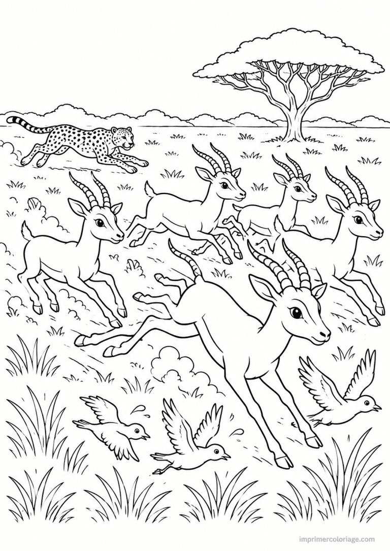 coloriage gazelle savane court à imprimer coloriage gazelle savane court - dessin gratuit à imprimer