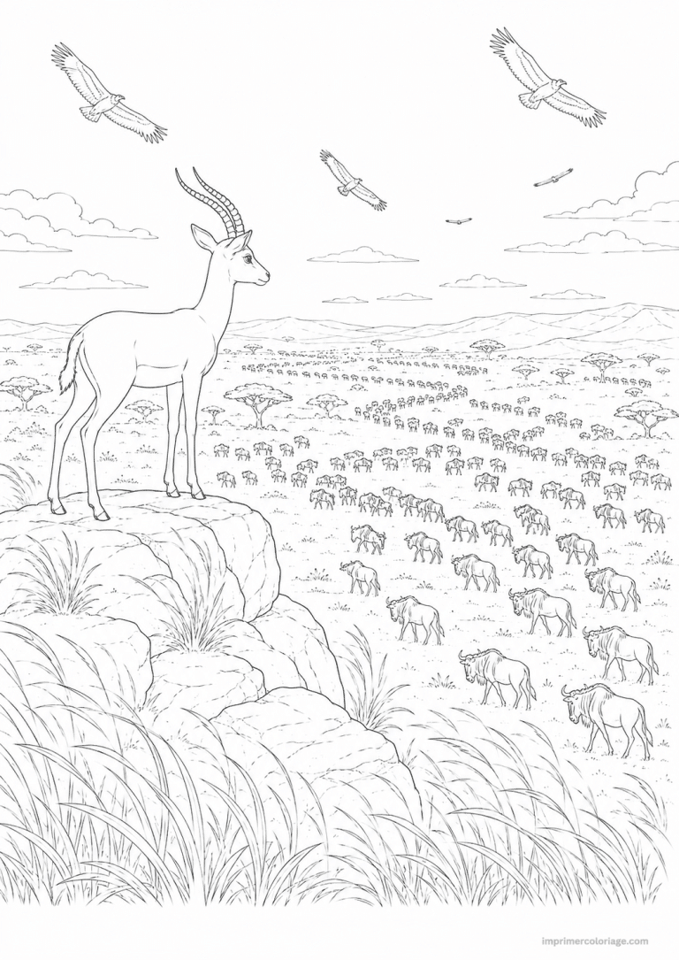 coloriage gazelle savane oiseaux à imprimer coloriage gazelle savane oiseaux - dessin gratuit à imprimer