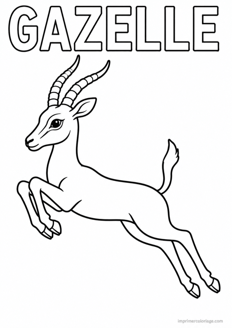 coloriage gazelle simple ecriture qui saute à imprimer coloriage gazelle simple ecriture qui saute - dessin gratuit à imprimer