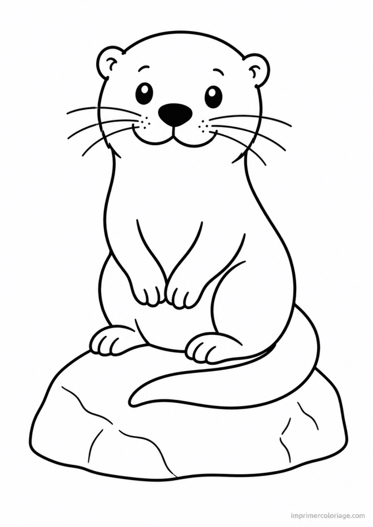 coloriage loutre assise rocher à imprimer coloriage loutre assise rocher - dessin gratuit à imprimer