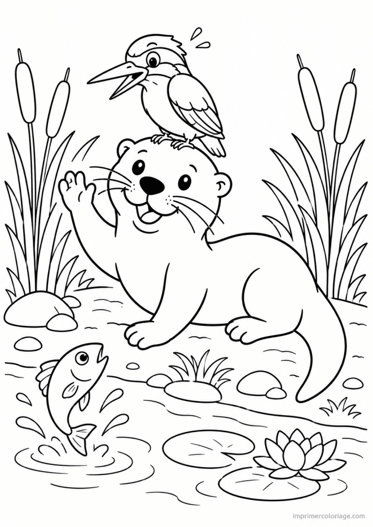 coloriage loutre martin pecheur tete à imprimer coloriage loutre martin pecheur tete - dessin gratuit à imprimer