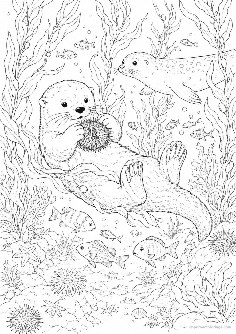 coloriage loutre mer varech oursin phoque à imprimer coloriage loutre mer varech oursin phoque - dessin gratuit à imprimer