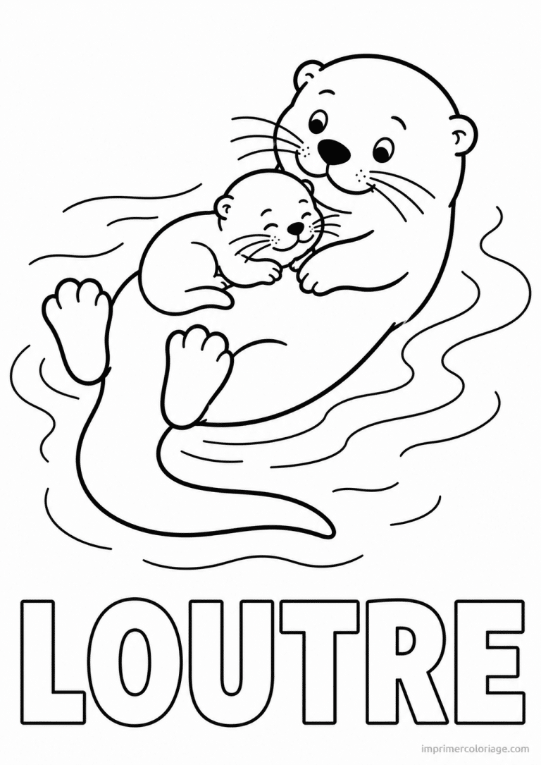 coloriage loutre mere bebe titre à imprimer coloriage loutre mere bebe titre - dessin gratuit à imprimer