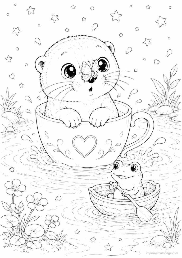 coloriage loutre tasse grenouille barque à imprimer coloriage loutre tasse grenouille barque - dessin gratuit à imprimer