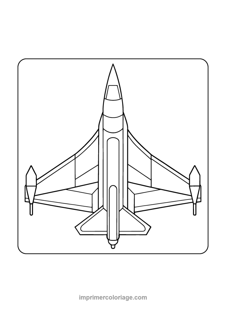 avion chasse vue dessus ailes delta missiles - dessin gratuit &agrave; imprimer