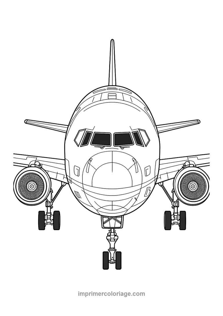 avion ligne face turbines train - dessin gratuit &agrave; imprimer
